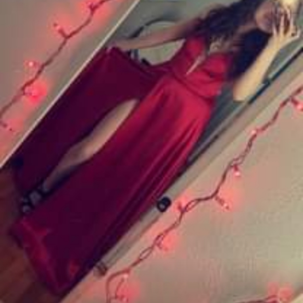 Red Prom dress with slit corset